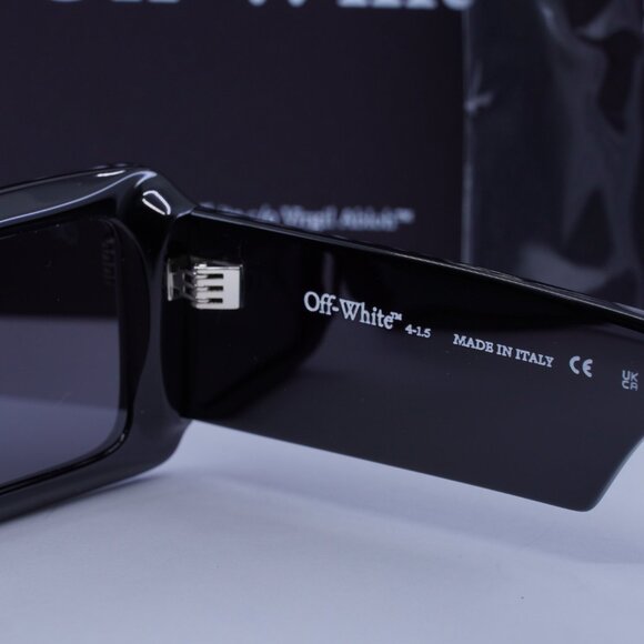 Off-White OERI140 TROY 1007 Rectangle Sunglasses – Black/Dark Grey - Picture 6 of 9